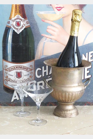 Oude verzilverde wijn-/ champagnekoeler