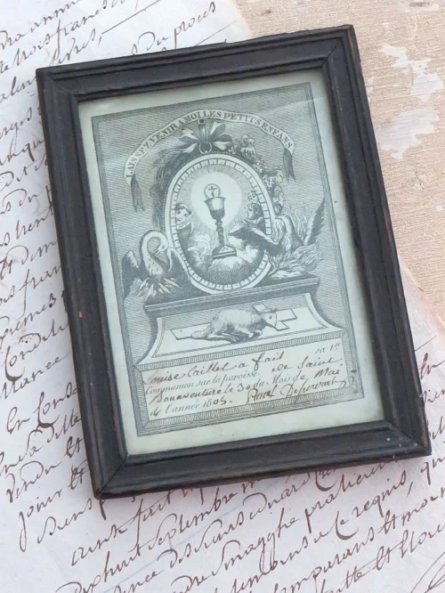 Antiek certificaat ” La 1ère communion de la paroisse 1805″