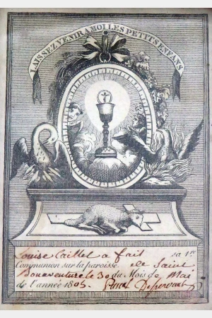 Antiek certificaat ” La 1ère communion de la paroisse 1805″
