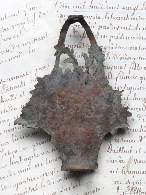 Antiek Frans bronzen ornament "Bloemenmand"