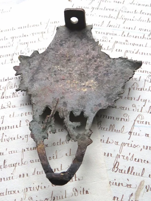 Antiek Frans bronzen ornament "Bloemenmand"