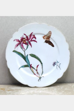 Oud bord "Vlinder & Bloemen"