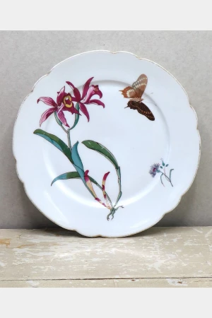 Oud bord "Vlinder & Bloemen"