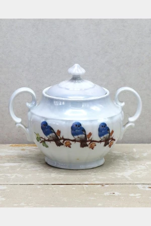 Antieke suikerpot  "Victoria "3 Kleine vogeltjes "