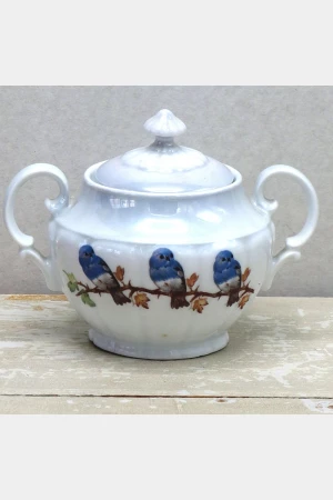 Antieke suikerpot  "Victoria "3 Kleine vogeltjes "