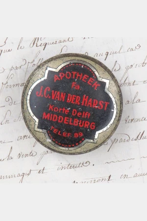 Antiek apotheekblikje "J.C. van der Harst- Middelburg"