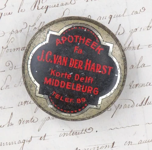 Antiek apotheekblikje "J.C. van der Harst- Middelburg"