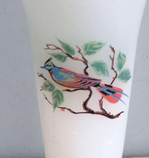 Opaline vaasje met vogeltje