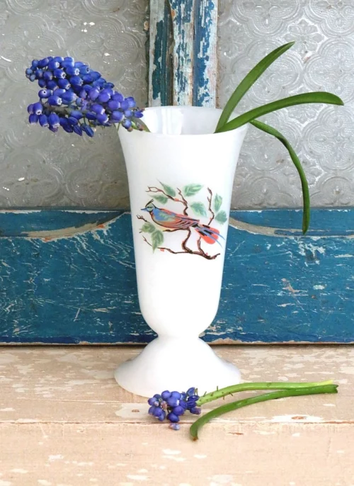 Opaline vaasje met vogeltje