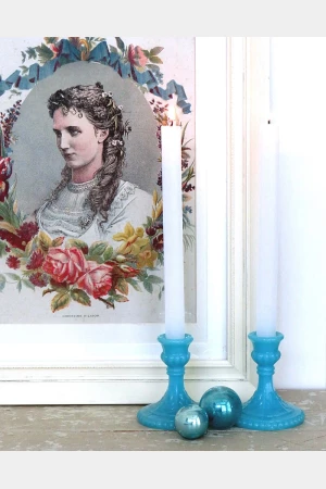 Kandelaartje - blauwe opaline
