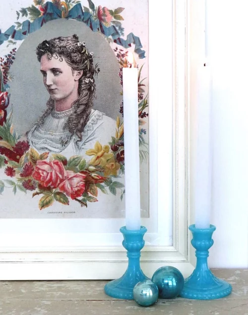Kandelaartje - blauwe opaline
