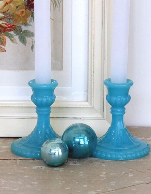 Kandelaartje - blauwe opaline