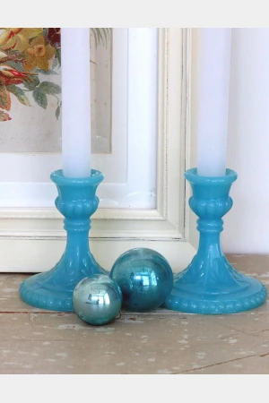 Kandelaartje - blauwe opaline