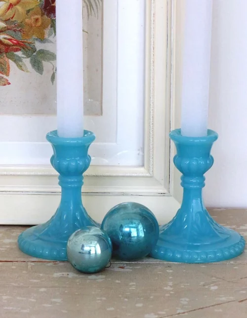 Kandelaartje - blauwe opaline