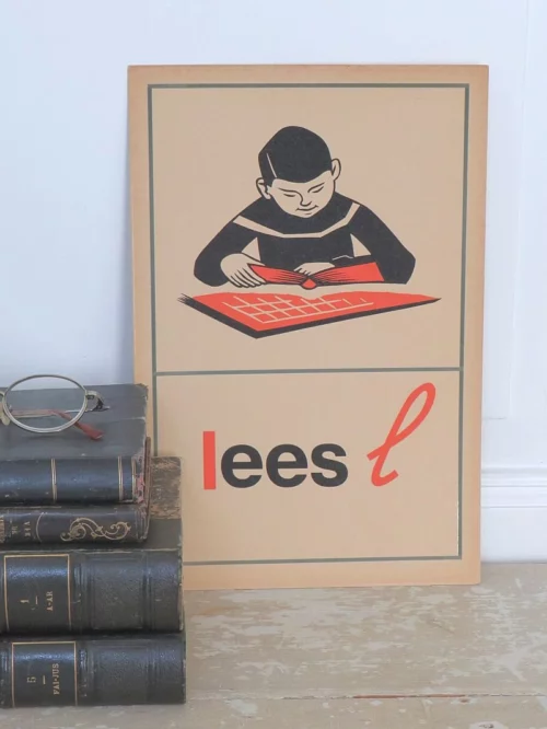 Oude schoolplaat / taalkaart "Lees"