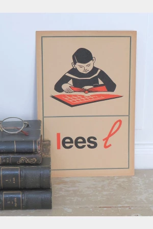 Oude schoolplaat / taalkaart "Lees"