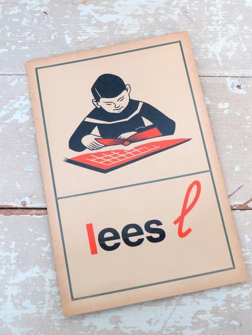 Oude schoolplaat / taalkaart "Lees"