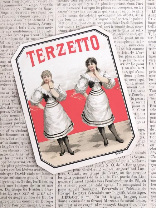 Antiek etiket "Terzetto"No. 15218