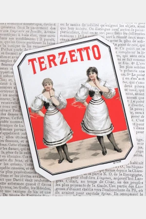 Antiek etiket "Terzetto"No. 15218