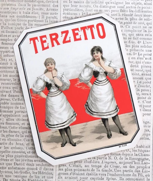 Antiek etiket "Terzetto"No. 15218