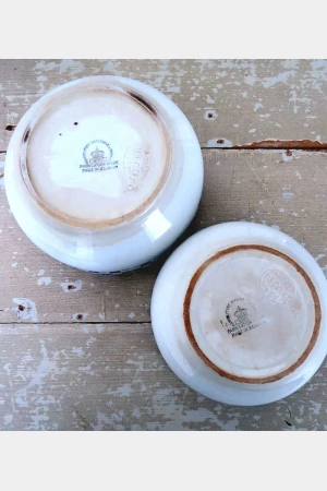 Set  oude schalen Nimy blauw/ wit geruit