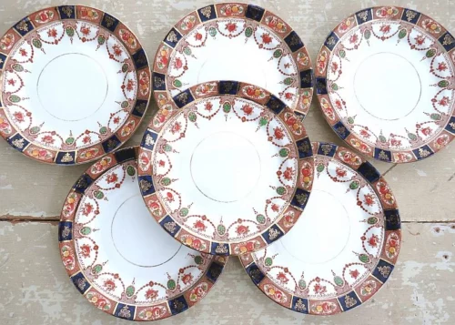 7- Delig gebaksstel/ bordenset “Carlisle Ware” Burgess Bros Longton