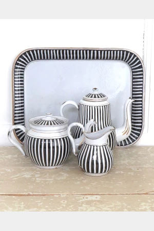 Oude Franse emaille thee- & koffieset " Art-Deco"