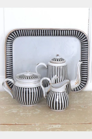 Oude Franse emaille thee- & koffieset " Art-Deco"