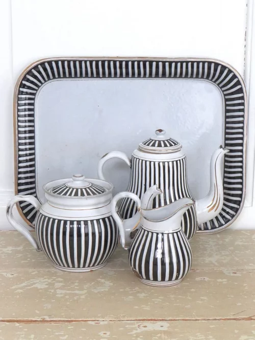 Oude Franse emaille thee- & koffieset " Art-Deco"