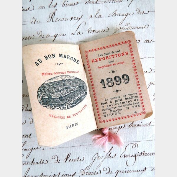 Antiek Frans kalenderboekje 1899 "Au Bon Marche"