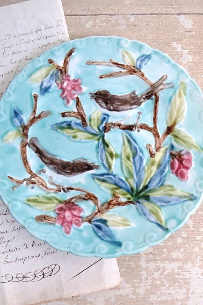 Bord Barbontine céramique Mouzin Lecat “Vogeltjes”