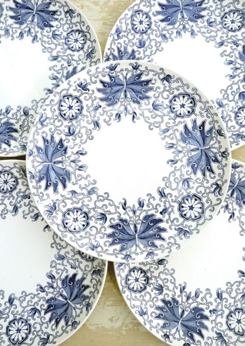 Set ( 6 stuks) dinerborden Boch Freres Keralux -blauw
