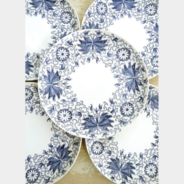 Set ( 6 stuks) dinerborden Boch Freres Keralux -blauw