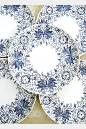 Set ( 6 stuks) dinerborden Boch Freres Keralux -blauw