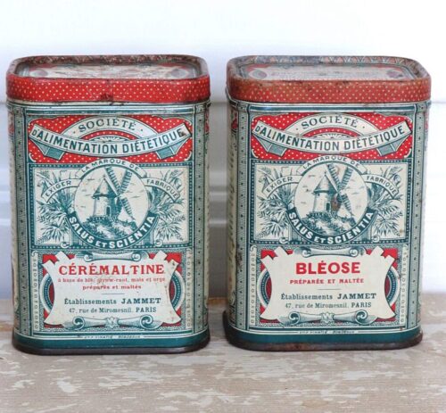 Set (2 stuks)  Blikken  Société d"Alimentation Diététique  "Bléose & Cérémaltine"