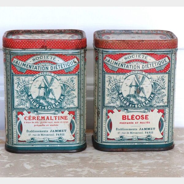 Set (2 stuks) Blikken Société d"Alimentation Diététique "Bléose & Cérémaltine"