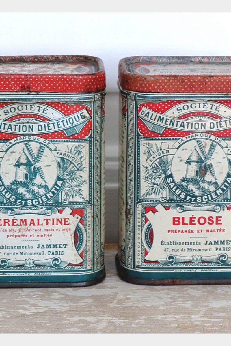 Set (2 stuks) Blikken Société d"Alimentation Diététique "Bléose & Cérémaltine"