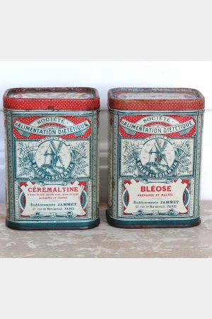 Set (2 stuks)  Blikken  Société d"Alimentation Diététique  "Bléose & Cérémaltine"