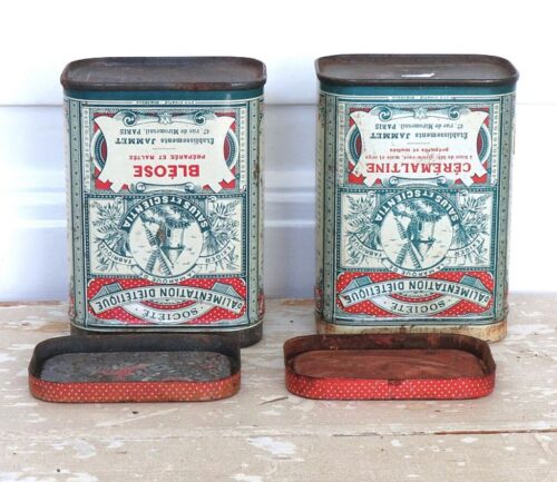 Set (2 stuks)  Blikken  Société d"Alimentation Diététique  "Bléose & Cérémaltine"