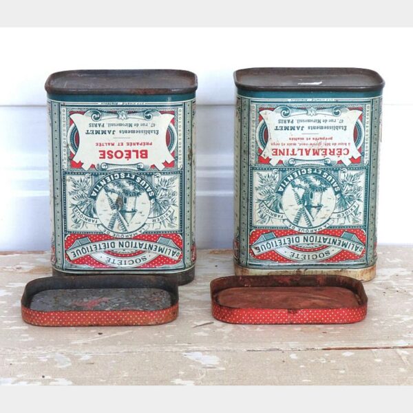 Set (2 stuks) Blikken Société d"Alimentation Diététique "Bléose & Cérémaltine"
