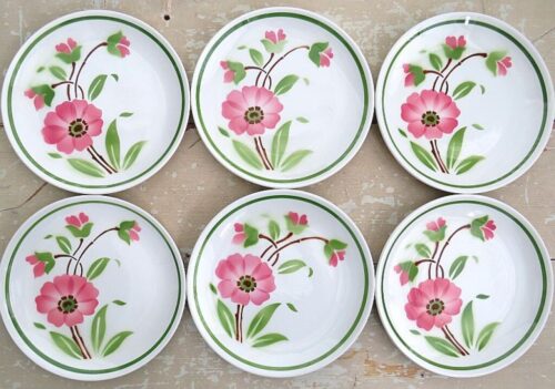 Set (6 st.) dessertborden Moulin des Loups "Roze bloemen"