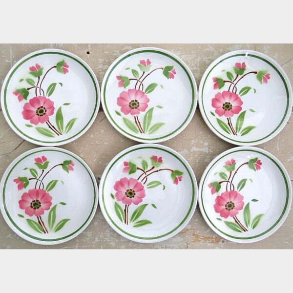 Set (6 st.) dessertborden Moulin des Loups "Roze bloemen"