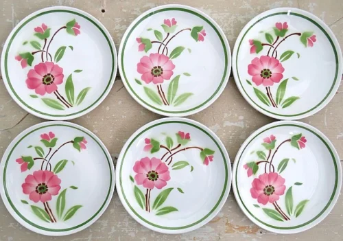 Dessertborden Moulin des Loups "Roze bloemen"