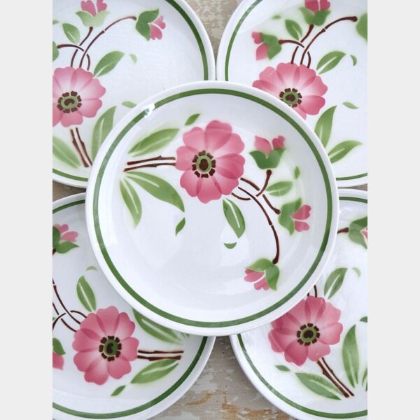 Set (6 st.) dessertborden Moulin des Loups "Roze bloemen"