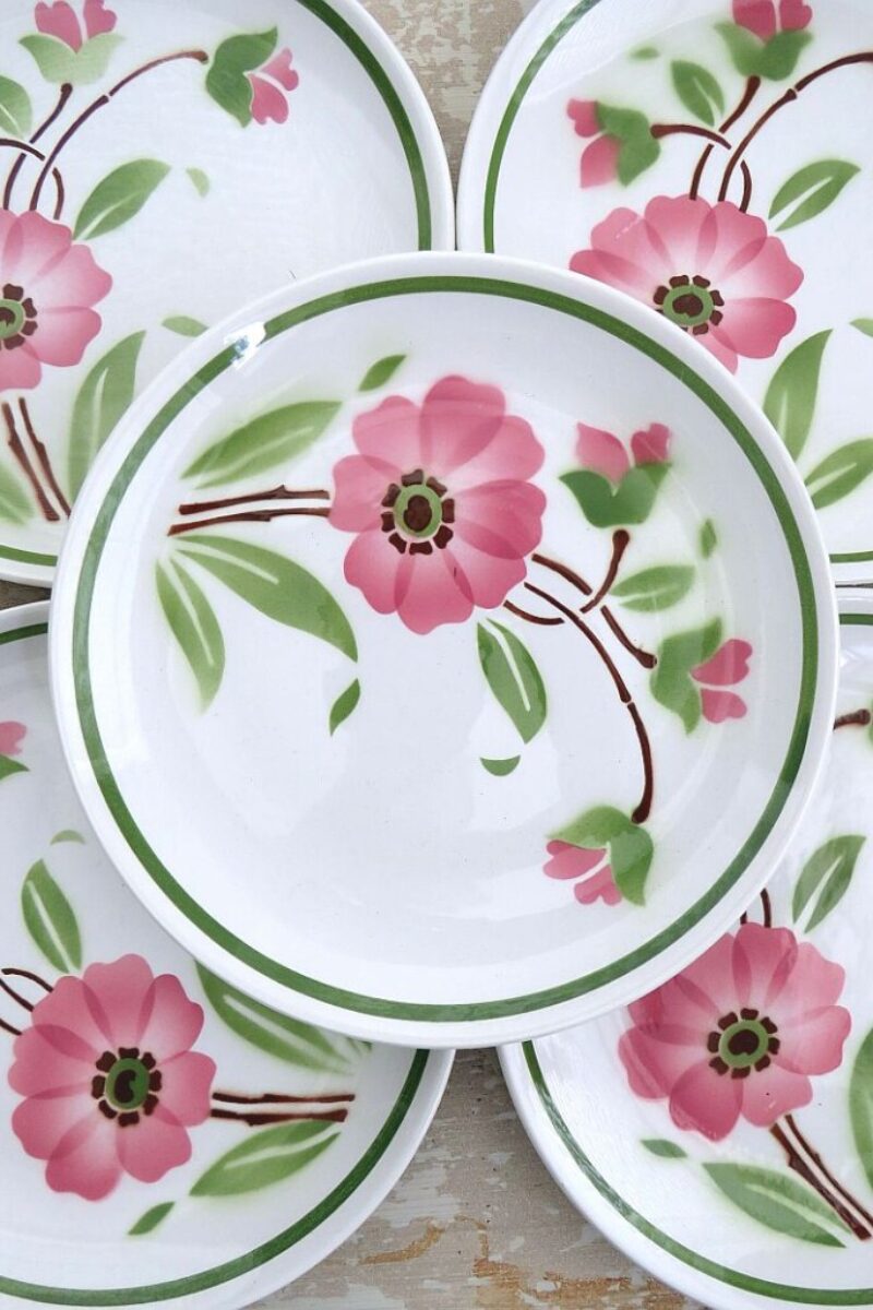 Dessertborden Moulin des Loups "Roze bloemen"