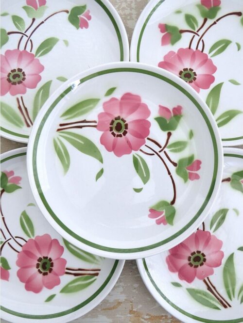 Set (6 st.) dessertborden Moulin des Loups "Roze bloemen"