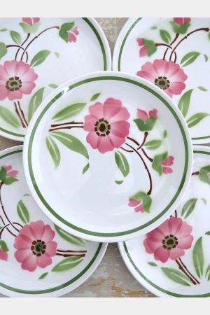 Dessertborden Moulin des Loups "Roze bloemen"
