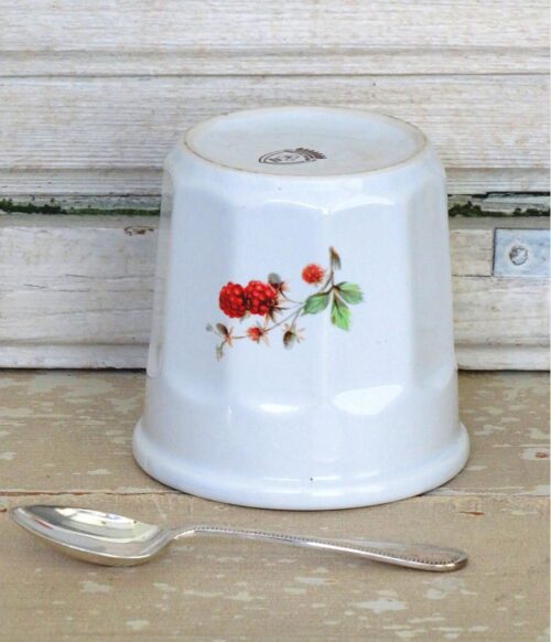 Franse vintage confiturepot (Revol) met verzilverde lepel