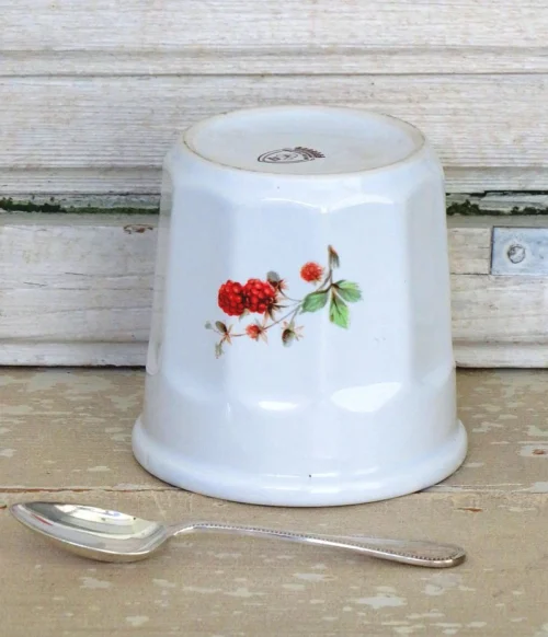 Franse vintage confiturepot (Revol) met verzilverde lepel