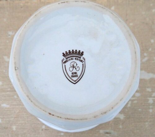 Franse vintage confiturepot (Revol) met verzilverde lepel